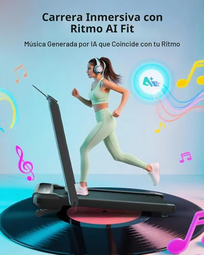 Vista 3 de UREVO Strol 2E Caminadora plegable inteligente 2 en 1, almohadilla compacta para caminar con mango de seguridad, Plug and Play, caminadora de Black