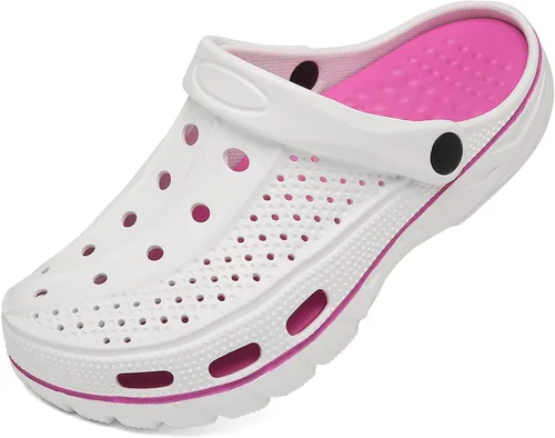 Vista 26 de ChayChax Zuecos con soporte de arco para hombre y mujer, zapatos de jardín, pantuflas antideslizantes para exteriores y playa con plantilla