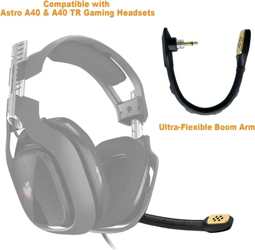 Vista 2 de Micrófono de repuesto para juegos compatible con auriculares Astro A40 / A40 TR, micrófono negro A40 de 0.138 in en PS5, PS4, Xbox One, PC, Mac
