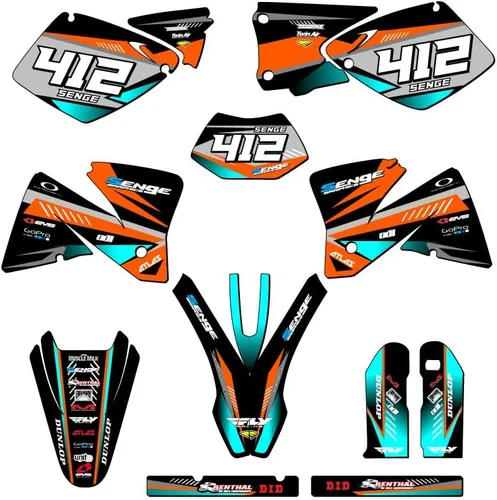 Vista 6 de Kit de base gráfica EXC Surge Black Senge 2001-2002 compatible con KTM