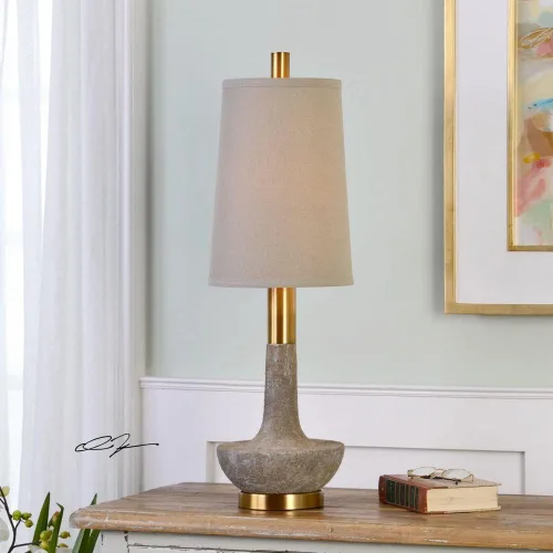 Vista 2 de Uttermost Volongo - Lámpara de mesa marfil con textura de piedra