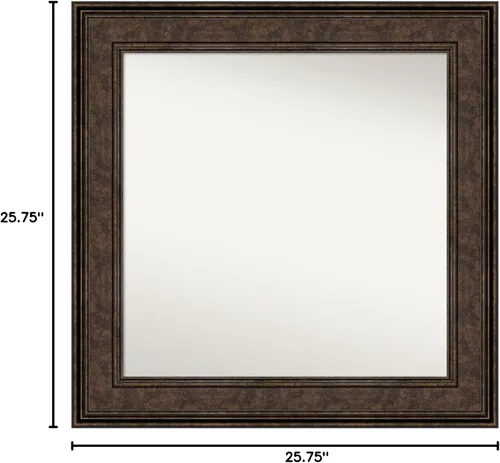 Vista 977 de Amanti Art Espejo de pared personalizado no biselado (25 x 25 pulgadas), marco de bronce acentuado, varios tamaños personalizados, espejo de baño