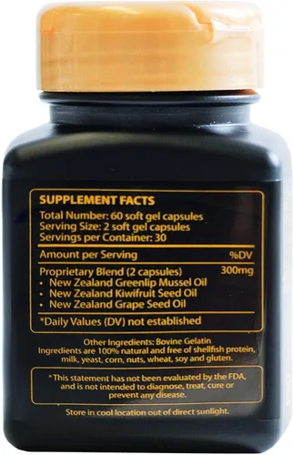 Vista 2 de Aceite de mejillón con labios verdes de Nueva Zelanda Omega 3, tapa suave para apoyo articular y movilidad, apoyo cardíaco e inmunológico, sin