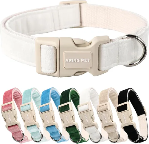 Vista 9 de Aring Pet Collar de algodón, ligero y ajustable, con hebilla de liberación rápida para perros pequeños, medianos y grandes, para cachorros, rosa