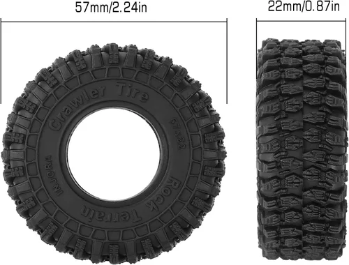 Vista 6 de INJORA Neumáticos 1.0 - Neumáticos S5 Super Blandos y Adhesivos de 57 * 22mm para TRX4M Axial AX24 SCX24 FCX24 Enduro24, T1016