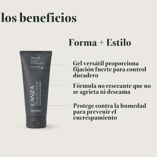 Vista 3 de L'ANZA Healing Style Mega Gel con fuerte efecto de sujeción, nutre y refresca el cabello mientras peina, con queratina, fórmula sin alcohol