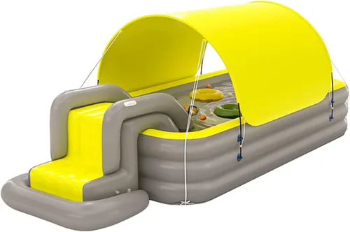 Vista 8 de YUEWO Piscina inflable con dosel sobre el suelo, piscina portátil para adultos, piscina inflable para jardín familiar y patio trasero