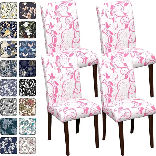 Vista 12 de Fundas para sillas de comedor CoSofSLIP, juego de 2, fundas estampadas elásticas antideslizantes, fundas extraíbles y lavables para sillas