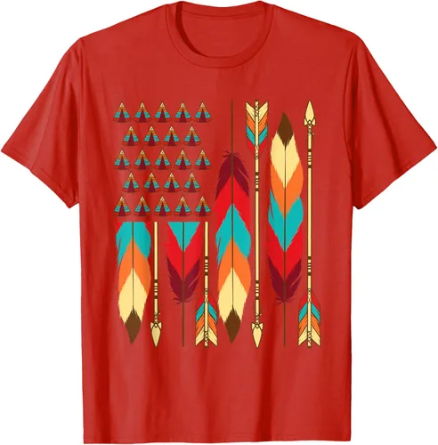 Vista 82 de Native American Bandera - Camiseta de veteranos indígenas del Mes del Orgullo, Negro, S