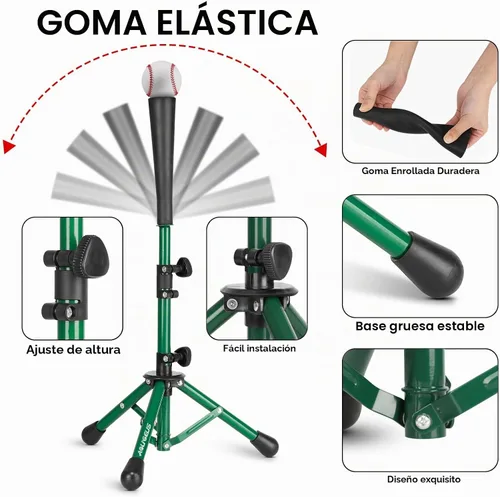 Vista 2 de Baseball Softball Batting Tee, Adjustable Height Tripod Stand