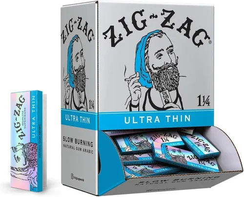 Vista 8 de ZIG-ZAG Papel de liar 1 ¼ ultrafino (6 folletos) - 32 hojas cada uno - Papel de liar de combustión lenta