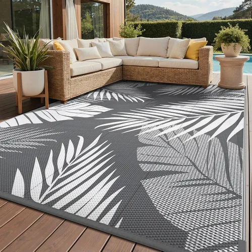 Vista 99 de GENIMO - Alfombra para exteriores de 6 x 9 pies, para patio, espacios amplios, reversible, de pajillas de plástico, alfombra impermeable para Azul