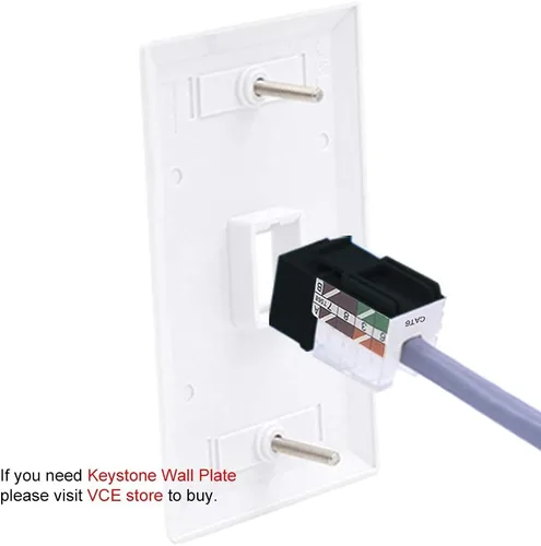 Vista 4 de VCE Paquete de 25 insertos de conector Keystone de 90 grados Cat6 RJ45 con soporte combinado Keystone Punch Down y mini cortador de cables