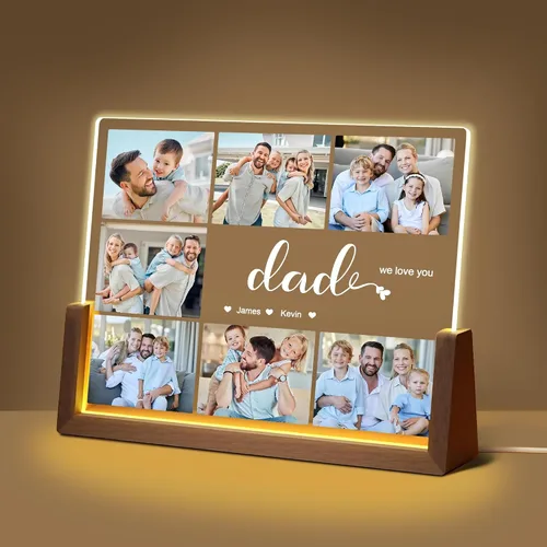 Vista 15 de Regalos de cumpleaños personalizados para el día del padre, para papá, de hija, hijo, esposa, marco de fotos con placa acrílica personalizada