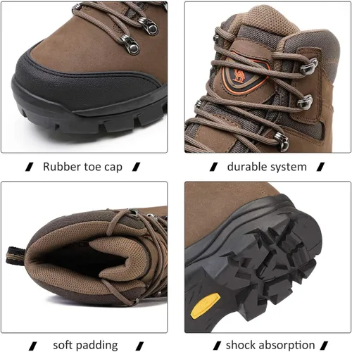 Vista 2 de CAMEL CROWN Botas de senderismo para hombre, de cuero auténtico