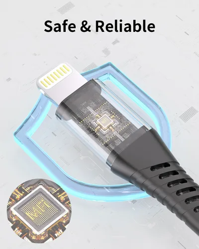 Vista 3 de Cable Lightning en espiral, paquete de 2 cables retráctiles para cargador de iPhone en el coche, cable USB a Lightning de carga rápida, compatible