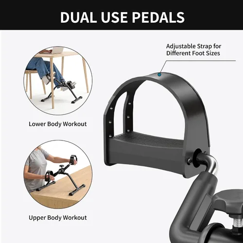 Vista 4 de Pedal Exerciser Mini Stationary Cycle with Adjustable Resistance, Under Desk Bike for Home Exercise Equipment, Lightweight and Compact