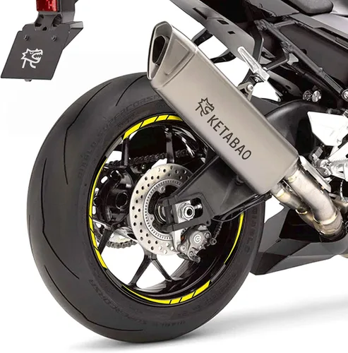 Vista 8 de KETABAO Calcomanías adhesivas de llanta de 17 pulgadas a rayas S01 compatibles con YZF R6 R1 MT 03 125 09 07 10 Tracer 700 FZ25 (azul)