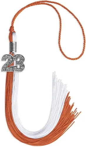 Vista 168 de Endea Graduation Borla de doble color con dije de plata brillante (negro/oro antiguo, 2025)