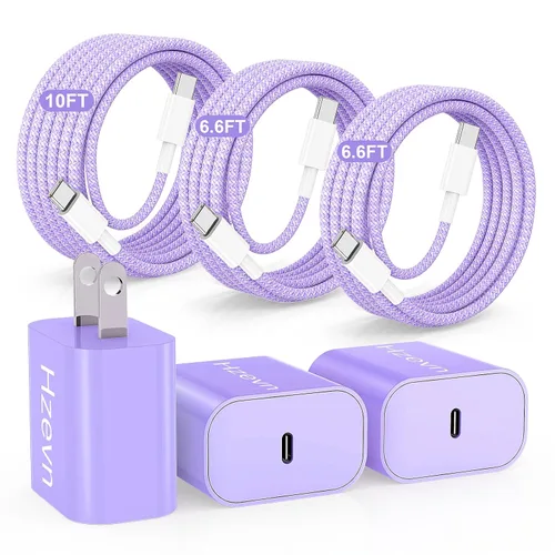 Vista 14 de Hzevn Bloque de cargador de pared rápida USB C de 60 W para teléfonos Galaxy S26 Android, paquete de 3 adaptadores de cargador súper rápido