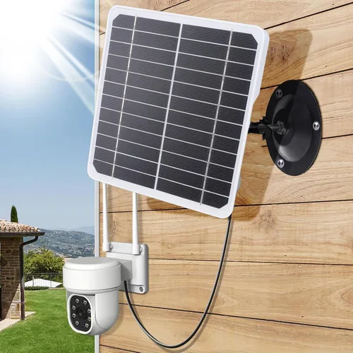 Vista 7 de AUNMAS Panel solar monocristalino de 20 W para cámara de seguridad al aire libre, 5 V, impermeable, ajustable, montaje en pared con cable de 9.8 pies