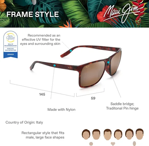 Vista 17 de Maui Jim Polarized Pure Collection Pailolo - Gafas de sol rectangulares para hombre con lentes patentadas Lus2