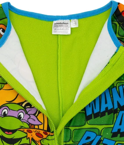 Vista 5 de Teenage Mutant Ninja Turtles Mameluco de personaje verde y azul para niños Sumérgete en aventuras heroicas con este pijama de disfraz de TMNT