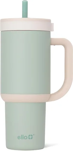 Vista 38 de Ello Oasis Vaso de 24 oz con asa y popote retráctil Taza reutilizable de acero inoxidable aislada 100% a prueba de fugas, regalos