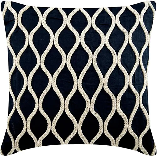 Vista 21 de The HomeCentric Fundas de almohada decorativas azules de 12 x 12 pulgadas (11.8 x 11.8 in), acolchadas de jacquard y almohadas bordadas para sofá