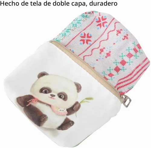 Vista 3 de Monedero de moda para mujer y niña, cartera con bolsillo para llaves, bolsa de cambio, lindo portamonedas Baby Pandas