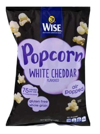 Vista 3 de Wise Foods Air Popped - Palomitas de maíz cheddar blanco, bolsa de 6.5 onzas (4 bolsas)