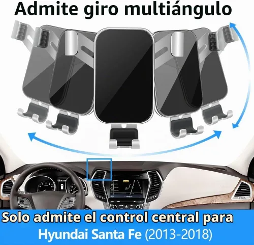 Vista 5 de Soporte para teléfono de coche para Hyundai Santa Fe 2018 2017 2016 2015 2014 2013 Auto Interior Accesorios Mejor Teléfonos Celulares Montaje