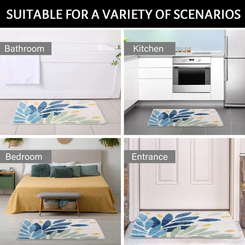 Vista 6 de Tiita Tapete para interiores, tapete para puerta delantera y trasera, lavable a máquina, suave, tapete de baño para entrada, 32 x 20 pulgadas, hojas