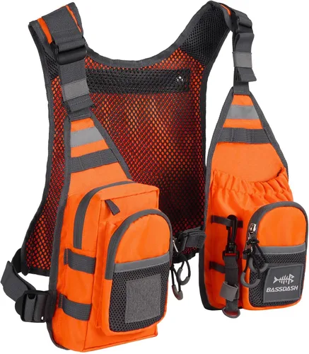 Vista 8 de BASSDASH FV08 Chaleco ultraligero de pesca con mosca para hombres y mujeres Paquete de pecho portátil Talla única para la mayoría