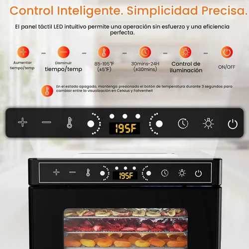 Vista 4 de Deshidratador de alimentos, 8 bandejas de acero inoxidable