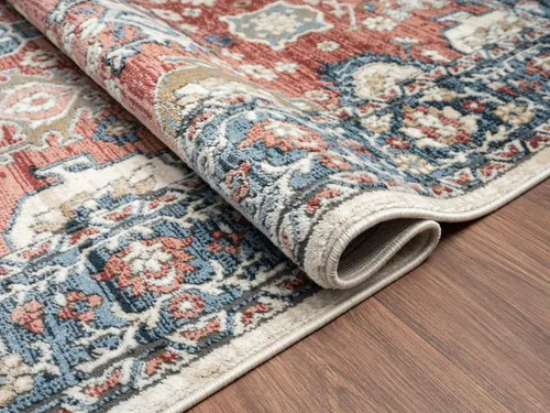 Vista 7 de Abani Savoy Collection - Alfombra de área, diseño vintage rojo y crema, 4 x 6 pies, fácil de limpiar, duradera para niños y mascotas, no desprende