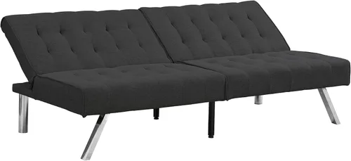 Vista 6 de Moderno sofá cama convertible futón/sofá cama sin brazos/sofá futón/sofá durmiente/3 ángulos ajustables espalda/sofá cama convertible (negro)