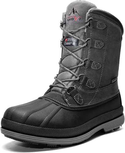 Vista 10 de NORTIV 8 Botas de nieve impermeables y aisladas para hombre para trabajo en invierno Negro
