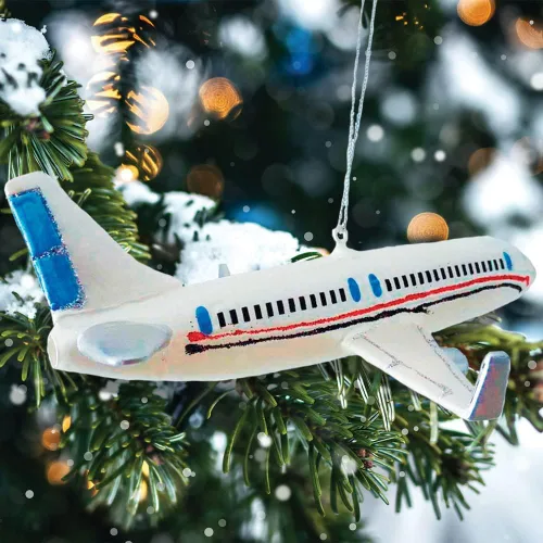 Vista 3 de Adorno de Navidad de vidrio de avión