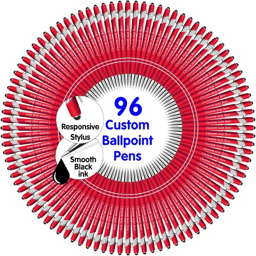 Vista 17 de Bolígrafos personalizados a granel con punta de lápiz capacitivo, bolígrafos personalizados de 0.020 in con nombre, logotipo o mensaje grabado