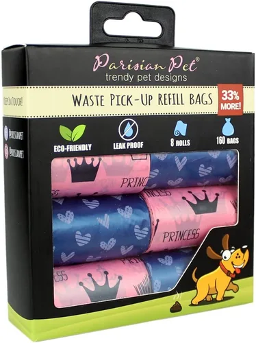 Vista 18 de Parisian Pet Bolsas ecológicas para excrementos de perro, 8 rollos, 20 bolsas por rollo, sin perfume, a prueba de fugas, perfectas para limpiar Casa
