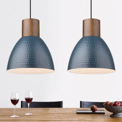 Vista 10 de ELYONA - Lámpara colgante vintage martillada, accesorios de iluminación colgante de 10.2 pulgadas, lámpara de barra de metal industrial, lámpara