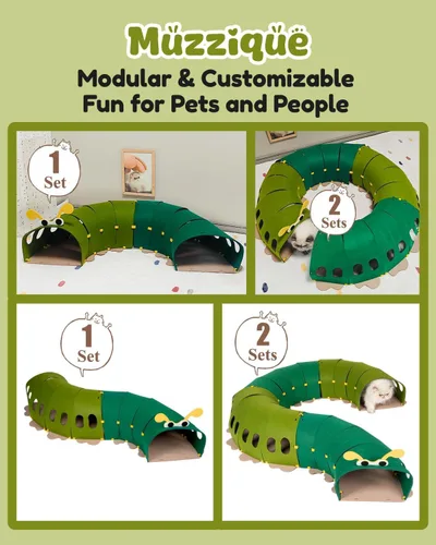 Vista 2 de Túnel de fieltro para gatos, cama de túnel de conejo grande conectable