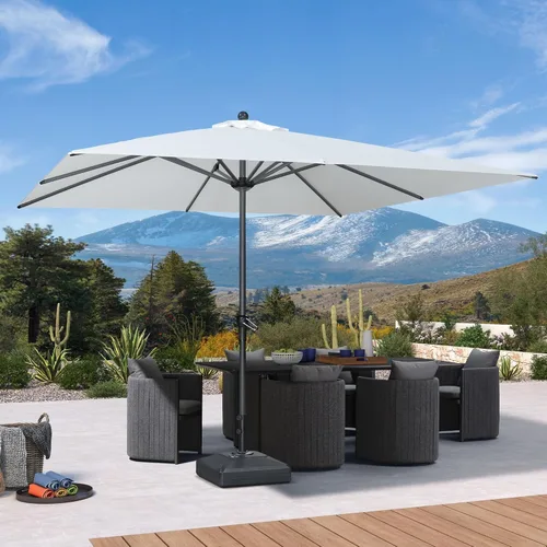 Vista 108 de PURPLE LEAF - Sombrilla de patio rectangular de 6' x 4', sombrilla de mesa para exteriores con marco de aluminio, sombrilla de mercado, sombrilla