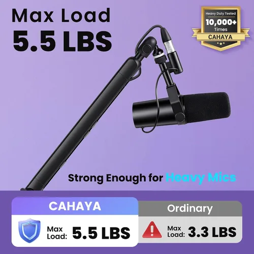 Vista 4 de CAHAYA Brazo de brazo para micrófono, soporte de brazo de micrófono ajustable de perfil bajo con poste de extensión de 3.5 pulgadas, adaptador