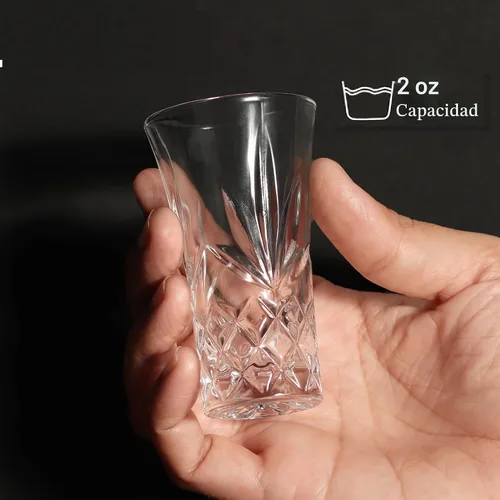Vista 4 de QUAFFER Vasos de tequila con base pesada, vasos cordiales de 2 onzas (juego de 4) – Forma clásica de vidrio elegante – Auténtico juego de vasos