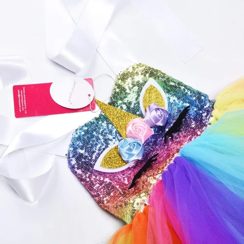 Vista 3 de JerrisApparel Disfraz de unicornio para niñas con diadema