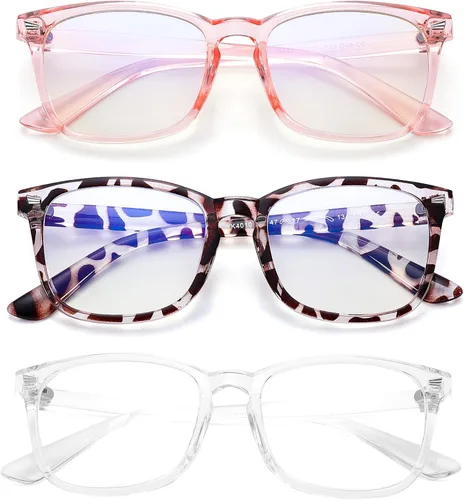 Vista 10 de COASION Gafas de pantalla azul para niños de 3 a 12 años, paquete de 3 gafas de bloqueo de luz azul para niñas y niños, anteojos falsos
