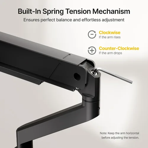 Vista 6 de monTEK - Brazo de monitor individual alto para pantalla curva de 17 a 45 pulgadas, brazo de monitor ultra ancho ajustable mejorado de alta