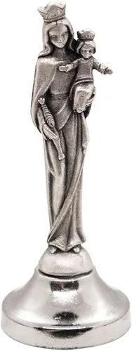 Vista 11 de VILLAGE GIFT IMPORTERS Mini estatua de santo Figuras clásicas cristianas y católicas Metal plateado Parte inferior adhesiva Decoración